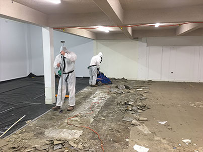 4 asbestos floor tile removal day 1